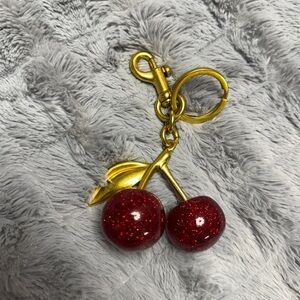 Cherry Keychain with Gold Accents